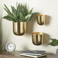 thumbnail image 3 of DecMode 9", 7", 6"H Round Gold Metal Floating Wall Planter (3 Count), 3 of 12