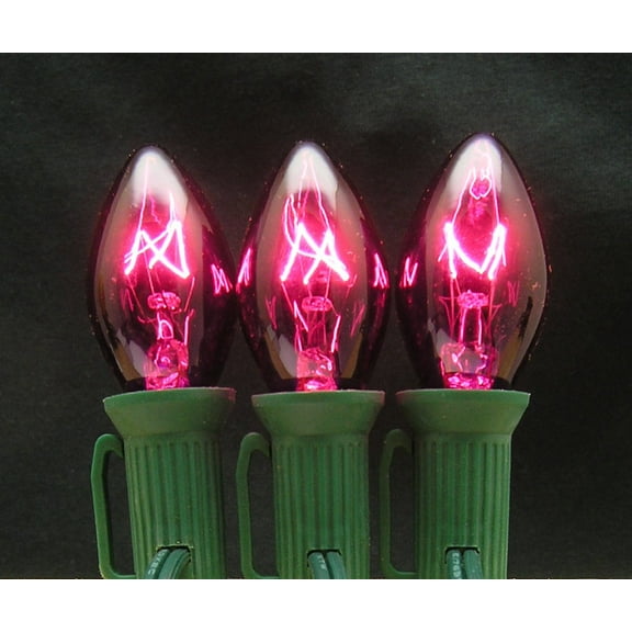 7 Watt C7 Transparent Outdoor Patio Party Christmas Novelty Replacement Bulbs, 25 Pack (Purple)