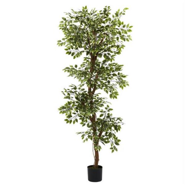 Nearly Natural 6ft. Variegated Ficus Tree, Green