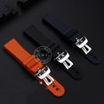 thumbnail image 4 of Correa de reloj de caucho fluorado de alta calidad de 23 mm para Blancpain 5000 5015 5066 5200 Fathoms, correa de reloj con hebilla plegable de metal azul y naranja, 4 of 5