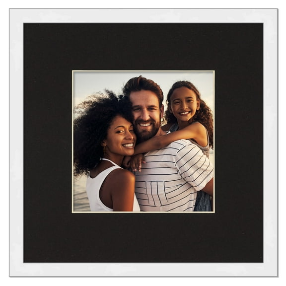 7x7 Frame with Mat - White 10x10 Frame Wood Made to Display Print or Poster Measuring 7 x 7 Inches
