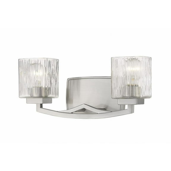2 Light Metropolitan Steel Vanity Light Fixture with Chisel Glass-7.25 inches H By 16 inches W-Brushed Nickel Finish Bailey Street Home