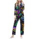 thumbnail image 2 of RKSTN Women's Carnival Pajamas Sets Oversized Lapel Mardi Gras Print Button Long Sleeve Sleepwear T Shirt and Pjs Pant 2 Piece Matching Set Casual Turndown Plus Size Pajama and Pants Loungewear Set, 2 of 9