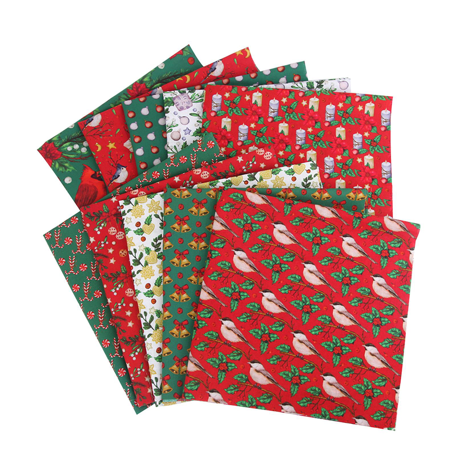 42 Pieces Christmas Fabric Quilting Squares 10 x 10 Inch Christmas Plaid  Stripe Green Red Quilting Fall Fabric Craft for Patchwork Sewing DIY Craft