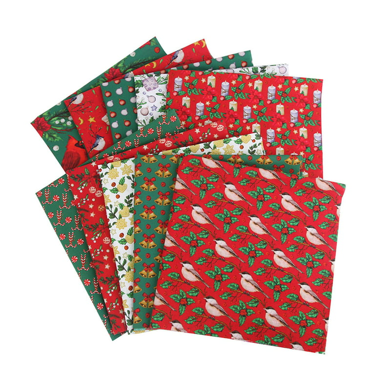 10 Pieces Christmas Fabric Quilting Fabric Squares Quarters Precut