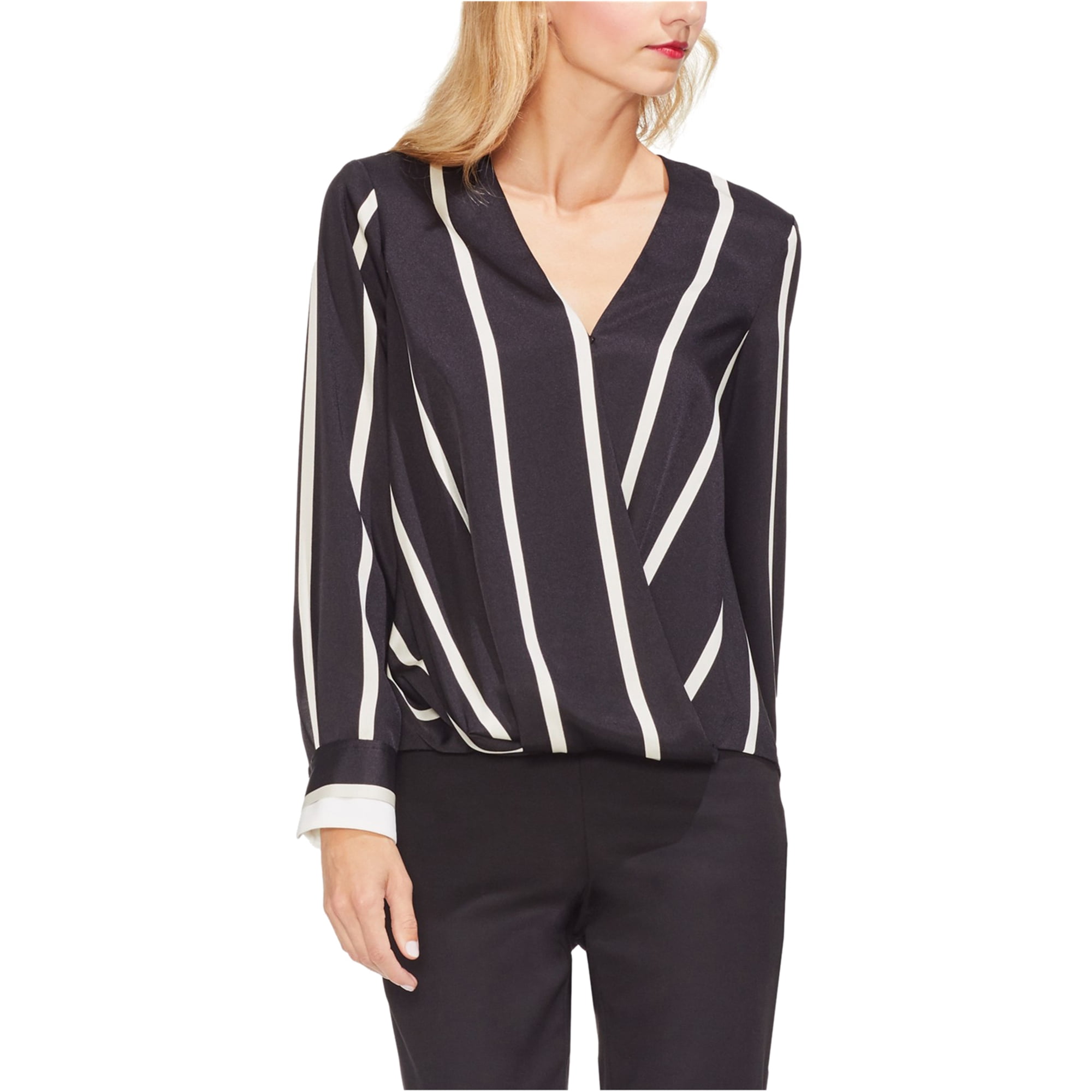Two by Vince Camuto Womens Striped Professional Blouse White M 