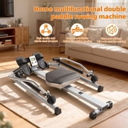 Home Rowing Machine,Hydraulic Rower with LCD Monitor,Adjustable Resistance up to 110LBS & Large Cushioned Seat