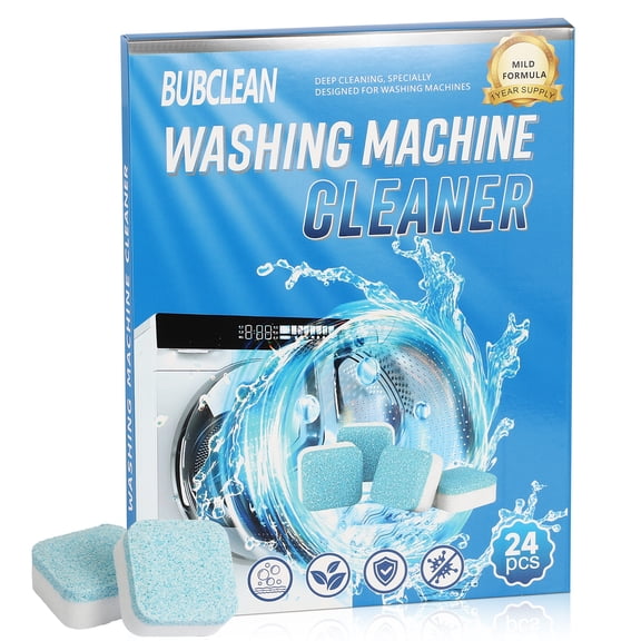 24 pack Washing Machine Cleaner Descaler, Deep Cleaning Tablets for Front Loader, Top Load & HE Washer, Septic Safe Odor & Water Buildup Removal, Clean Drum & Laundry Tub Seal