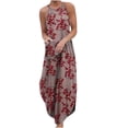 thumbnail image 2 of Aqestyerly Robe Longue Décontractée pour Femmes à Col Rond, Dos Nu, à Imprimé Floral, Sans Manches, Fendue, 2 of 5
