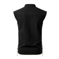 thumbnail image 4 of SYMOID Men's Medieval Renaissance Lace-Up Front Tunic - 100% Polyester Sleeveless Historical Top, Size S, Black, 4 of 5