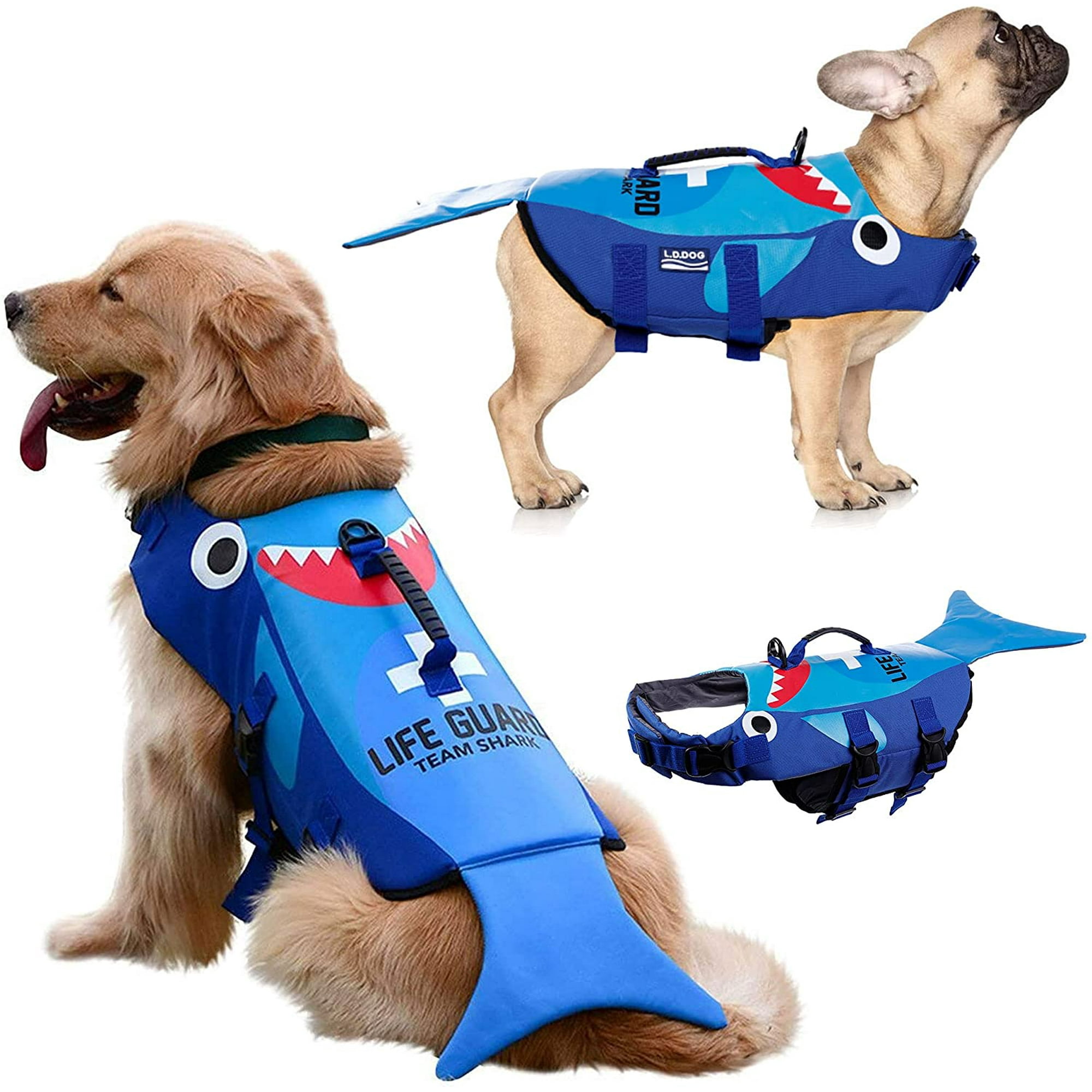 Dog Life Jacket Large Dog Life Vests for Swimming Lifejacket Lifesaver Lifeguard Life Vest for Small Medium and Large Dogs Cute Shark Turtle Or Lobster Shape Dog Sports Floating Jackets Adjustable Wal...