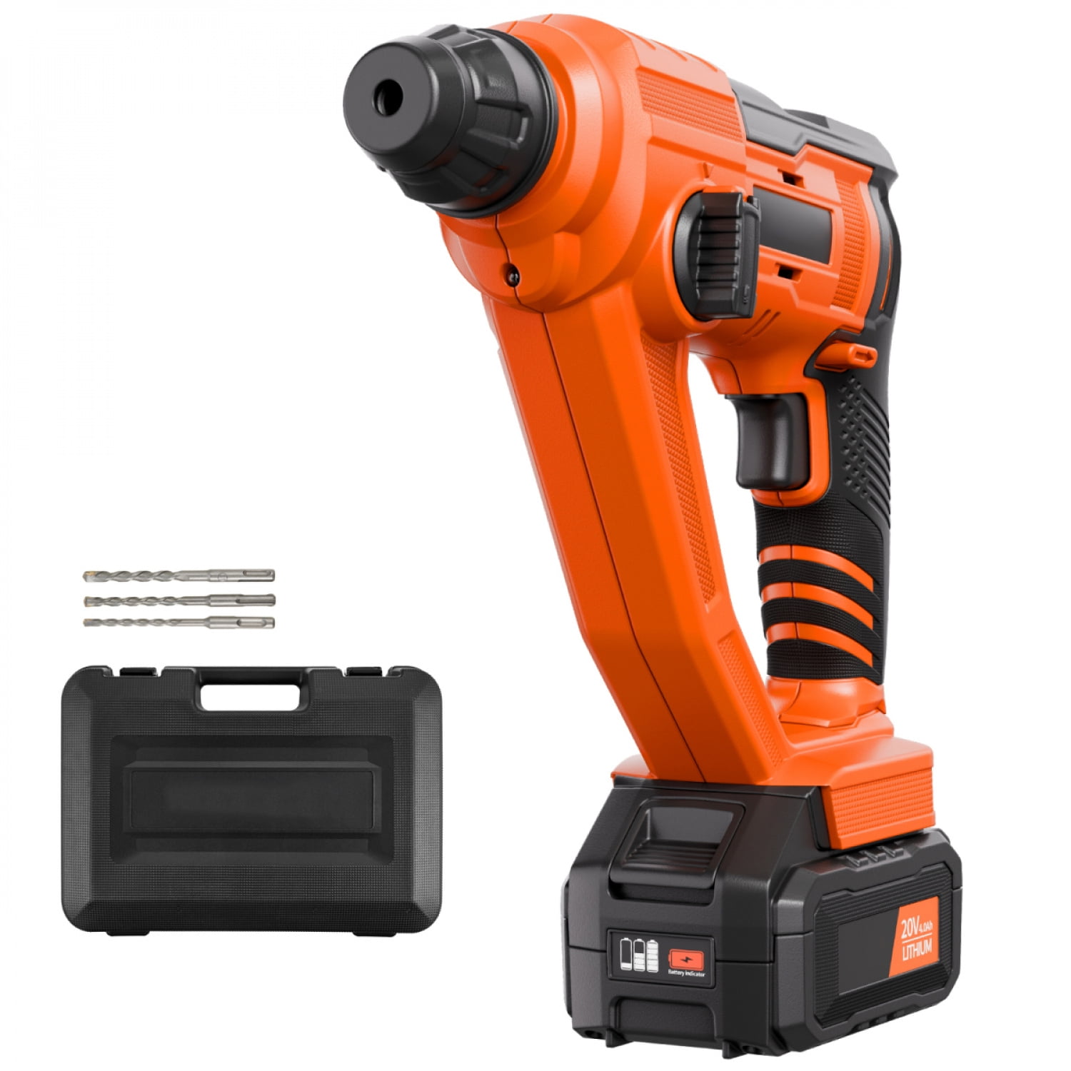 2 Functions 20V Cordless Rotary Hammer Drill 06 Inch Max Drilling Diameter Steel Construction Heat Dissipation Design