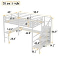 thumbnail image 4 of Bellemave Queen Size Metal Loft Bed with L-shaped Desk and Storage Staircase, Loft Bed Frame with Wardrobe and Shelf, LED Loft Bed with Power Outlet for Kids Teens Adults, (Off White, Queen), 4 of 11