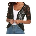 thumbnail image 5 of DYMADE Women Ruffle Cardigan Short Sleeve Sheer Lace Caver-Up Tops, 5 of 5