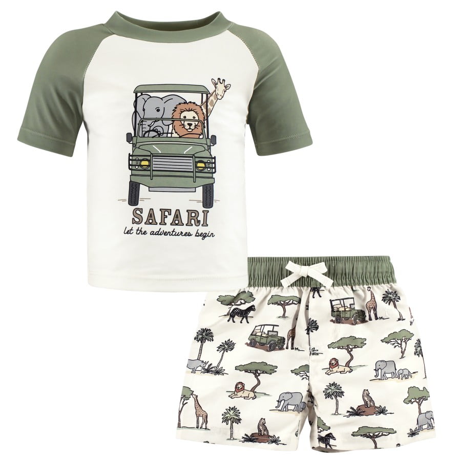 Hudson Baby Boys Swim Rashguard Set, 2-pcs, 3-6 Months, Gray
