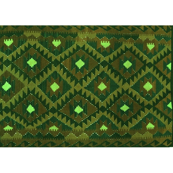 Ahgly Company Indoor Rectangle Oriental Green Traditional Area Rugs, 5' x 8'