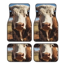 Yiaed Cute Daisy Cow Print Carpet Floor Mats for Cars, Auto Accessories Front & Rear Car Floor Mats Car Floor Foot Mat Sets of 4 Pieces