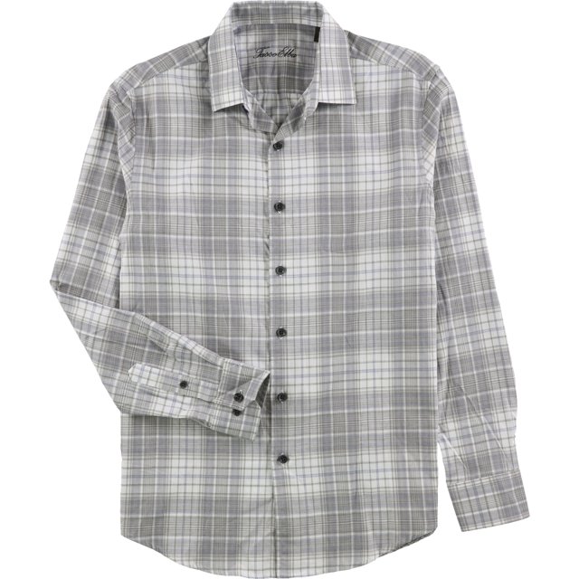 Tasso Elba - Camisa con botones a cuadros Mila para hombre, gris, pequeña