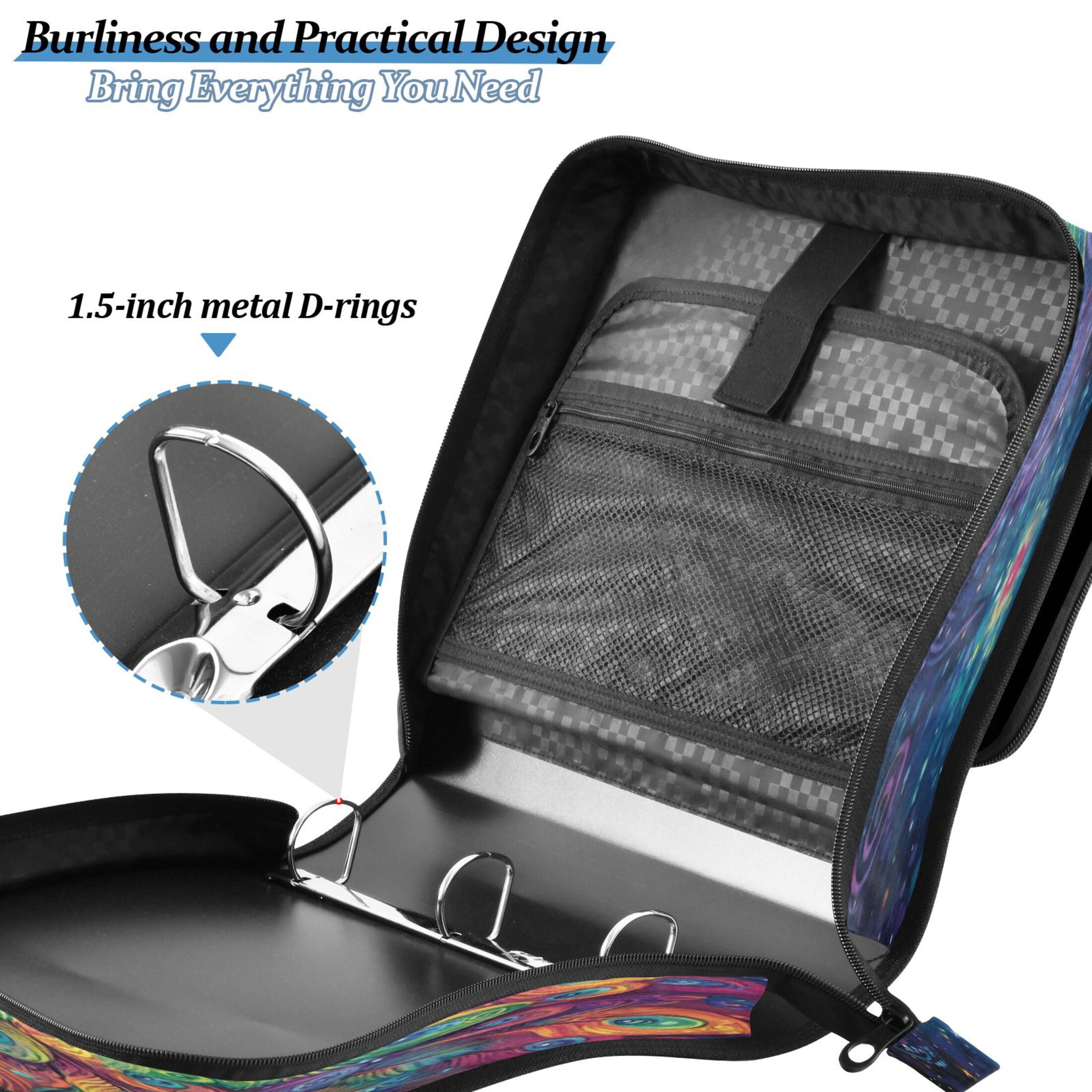YAZAOO Zipper Binder trapper keeper Documents Organized Design Celestial Beauty Printed