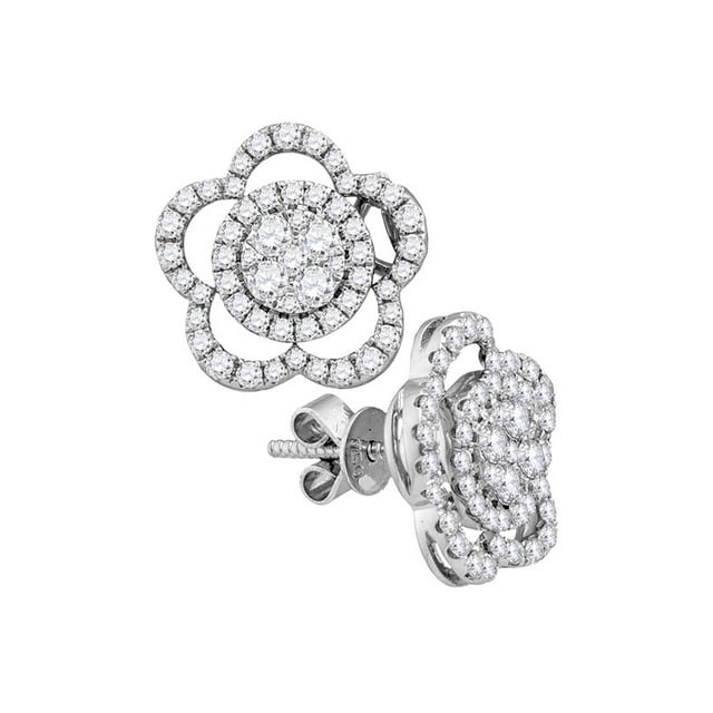 Boucles d'Oreilles Pendantes Convertibles en Étoile Diamant Rond pour Femmes en Or Blanc 18kt 1.00 Cttw