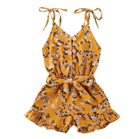 

Dewadbow Kids Baby Girls Strap Romper Sleeveless Jumpsuit Summer Outfits