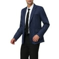 thumbnail image 4 of MODA NOVA Big & Tall Men's Notched Lapel One Button Dress Business Blazer Navy Blue 2XLT, 4 of 6