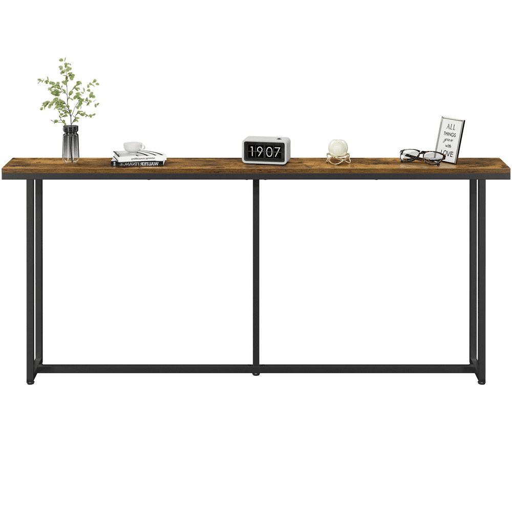 Renwick 71" L Modern Extended Console Table for Hallway Living Room, Rustic Brown