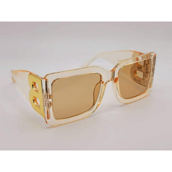 Fashion Big Rectangle Unisex Luxury Sunglasses Vintage Punk Oversized Gold Tea