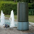 thumbnail image 2 of Sumdeal Modern Industrial Style 44" Tall Green Ribbed Concrete Cylinder Water Fountain & Bird Feeder,Green Base, 2 of 6
