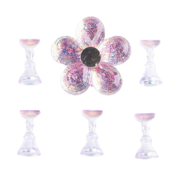 Soporte de cristal magnético de 5 puntas para exhibición de entrenamiento, multifunción para mujeres y niñas - Púrpura Sunnimix Soporte acrílico para uñas
