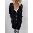 thumbnail image 3 of Women's Casual Long Sleeve Cardigan Button Down Open Front Cable Knit Sweater Coat with Pockets, 3 of 6