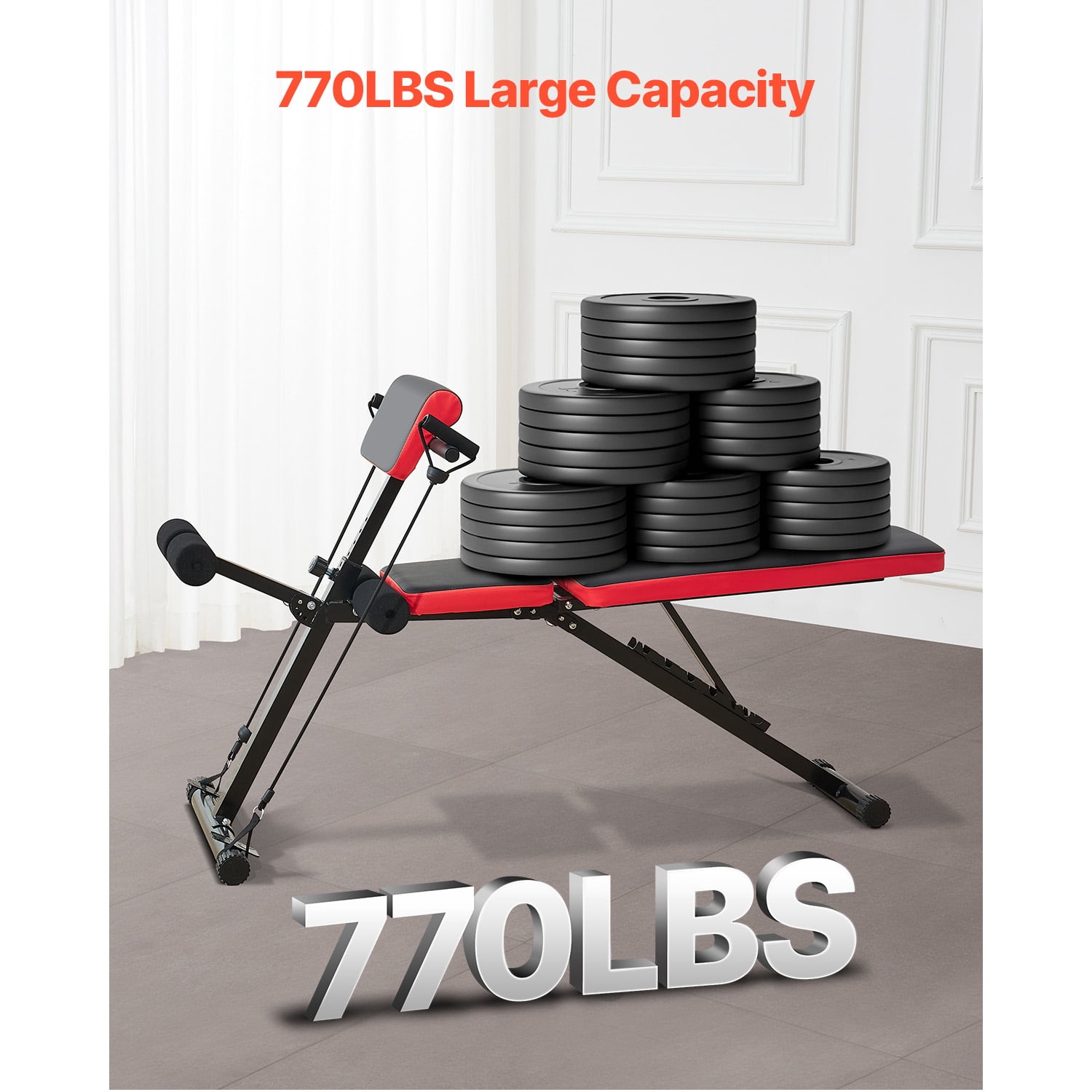 KFFKFF Versatile Weight Bench for Comprehensive Body Exercise, Roman Chair Hyperextension Bench, 770 lbs Modifiable & Collapsible Gear for Back Arm Core Ab Training,Sit Up Fitness Device for Home Gym