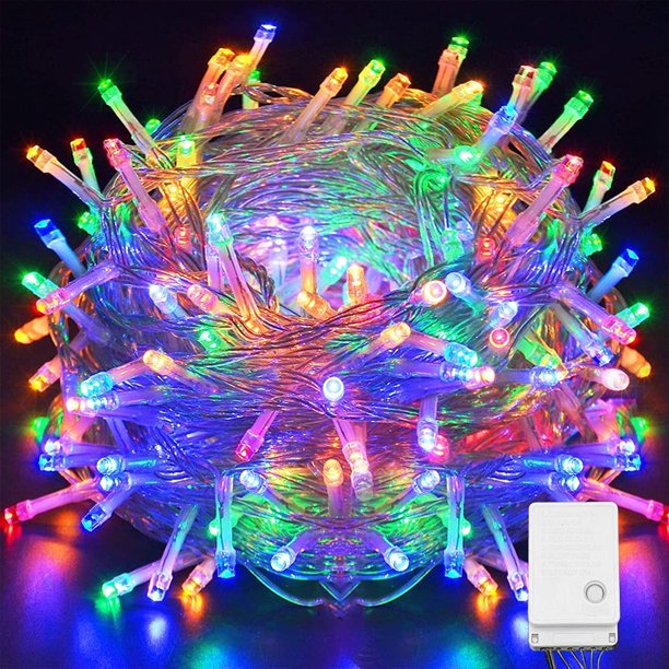 Guirnalda de luces navideñas de 100 LED, 8 modos, con 10 m de cadena, luces brillantes con enchufe principal, luz decorativa conectable e impermeable para bodas, fiestas, árboles de Navidad y