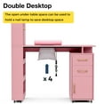 thumbnail image 3 of Advwin Manicure Table Nail Desk for Nail Tech with Wrist Cushion, Lockable Wheels, Electric Downdraft Vent, Storage Cabinet & Shelves, Pink, 3 of 8