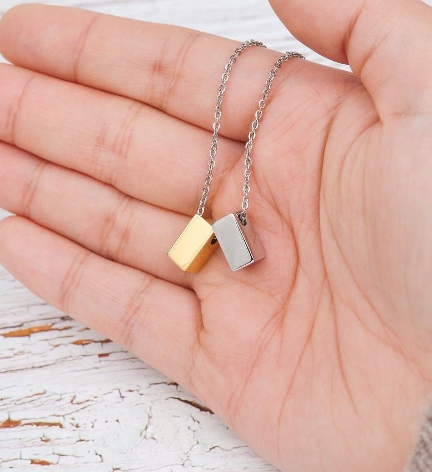 To The Best Mother Mother's Day Gift, Gift for Her, Gift for Her, Mother's Day Jewelry with Card, Card and Necklace Set for Mother's Day, Gift for Mom [Silver-Gold Cube, No-Personalized Card]