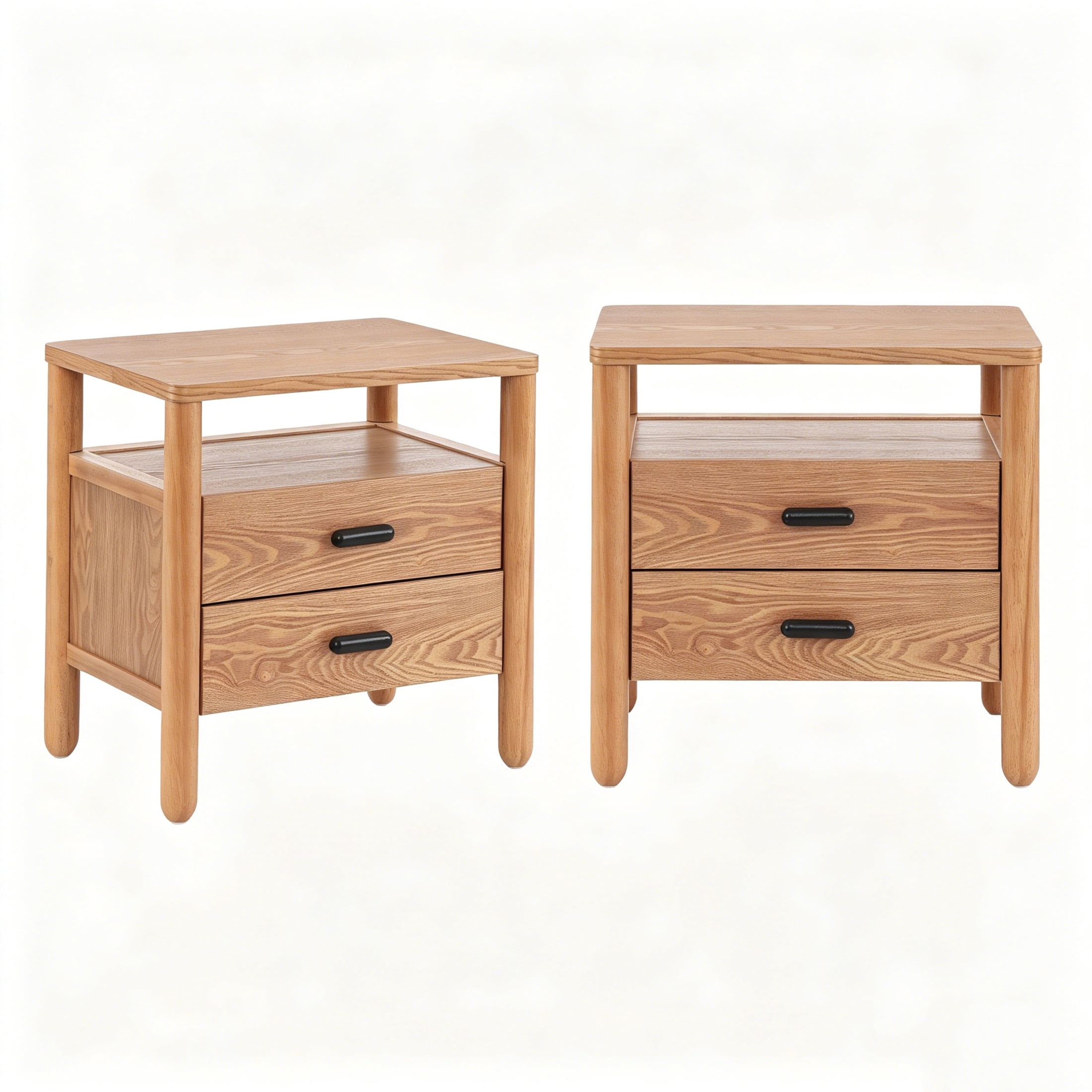 Christopher Knight Home 2-Drawer Modern Nightstand, End Table with Open Shelf, Brown, Set of 2