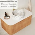 thumbnail image 3 of 24" Modern Bathroom Vanity with Sink, Floating Bathroom Cabinet with Ultra-Thin Marble Ceramic Basin and Top, Extra Large Storage Drawer, Soft-Close Design, Nature Wood, 3 of 6