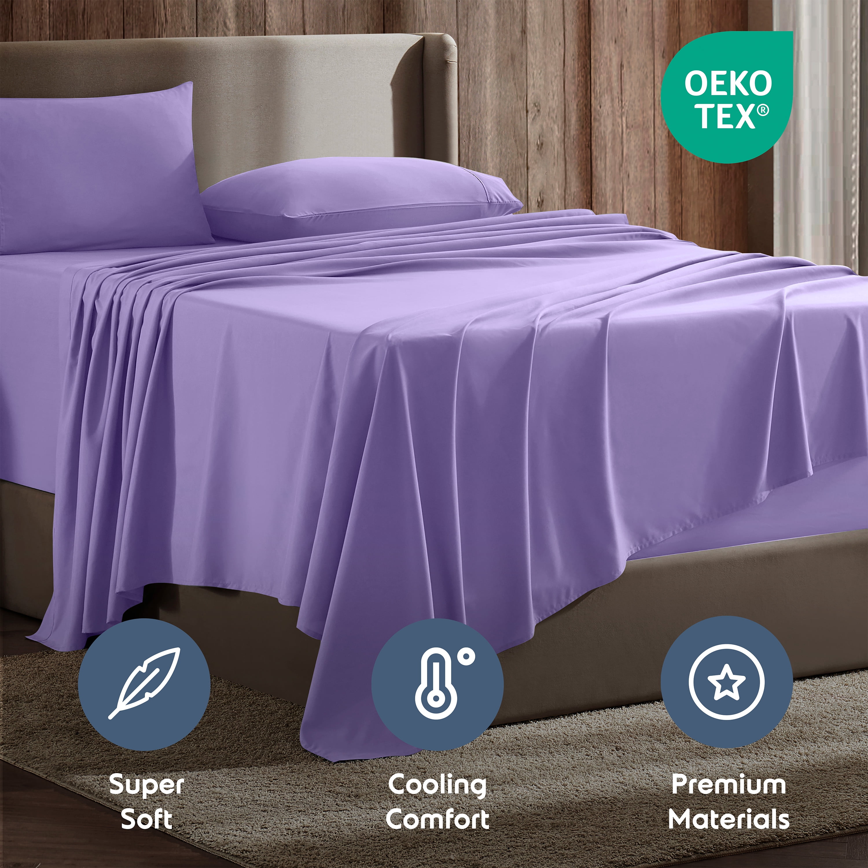 LammaLoe Extra Deep Pocket Sheets Twin Set, 3 Piece, Fits 18"-24" Mattress, Breathable & Extra Soft Bed Sheets, Lavender