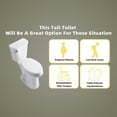 thumbnail image 6 of Los Flexi 21 Inch Extra Tall Toilet, Comfort Elongated Bowl, Ideal for Seniors, Disabled, Tall Users, 1.28 GPF Flush, 12-in Rough-in, 6 of 13