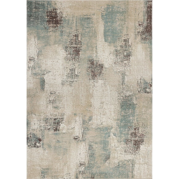 Ladole Rugs Rustic Beige Brown Teal Green Abstract Pattern Indoor Outdoor Area Rug Tapis