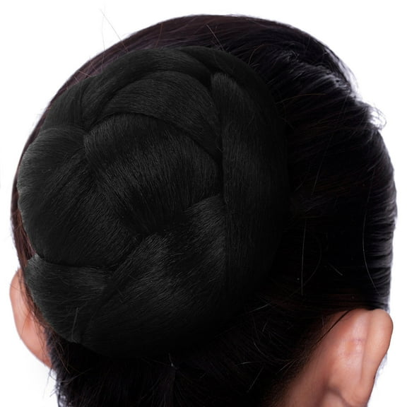 ROSENICE Braid Artificial Hair Chignon Bun Claw In Hairpiece Extension for Women Short Hair(1B#)