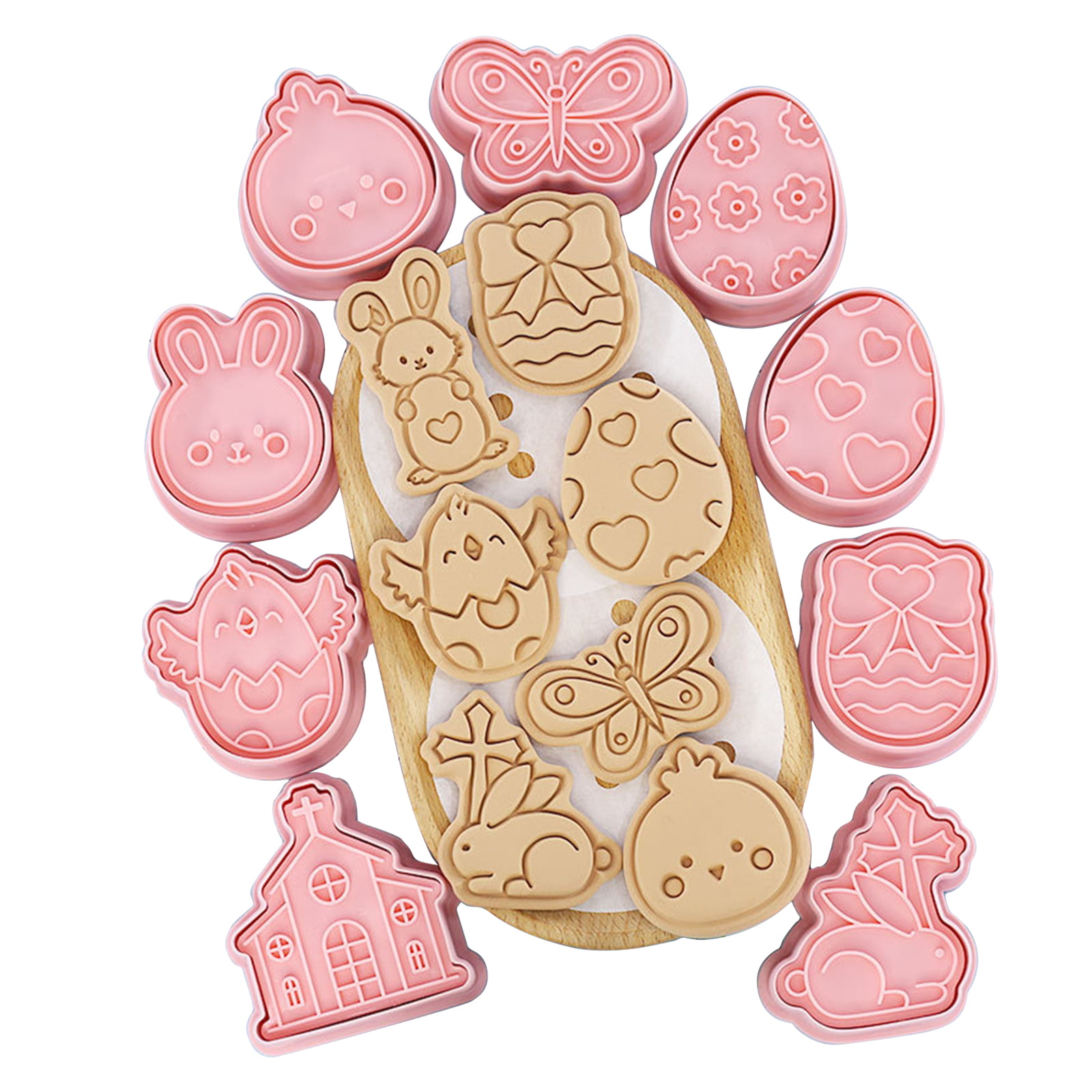 4 x Kids Metal Cookie Cutters Set Rabbit Chick Egg Bunny Biscuit Fondant Cake 