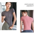 thumbnail image 4 of FLMEI Women Sports T-Shirt Workout Yoga Shirts Athletic Tees Quick-Dry Yoga Gym Tops for Womens S-XXXL, 4 of 8