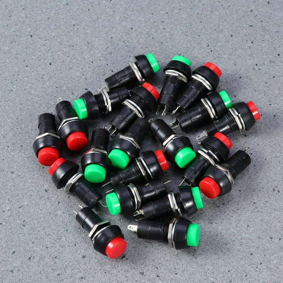 WHAMVOX 20Pcs Spst Button Switch Red Round for Industrial Controlling Circuits and Electrical Appliances