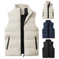 thumbnail image 2 of comerut Winter Waistcoat Padded Sleeveless Solid Color Cardigan Zipper Keep Warm Thicken Plus Size Winter Cotton Waistcoat for Daily Wear, 2 of 8