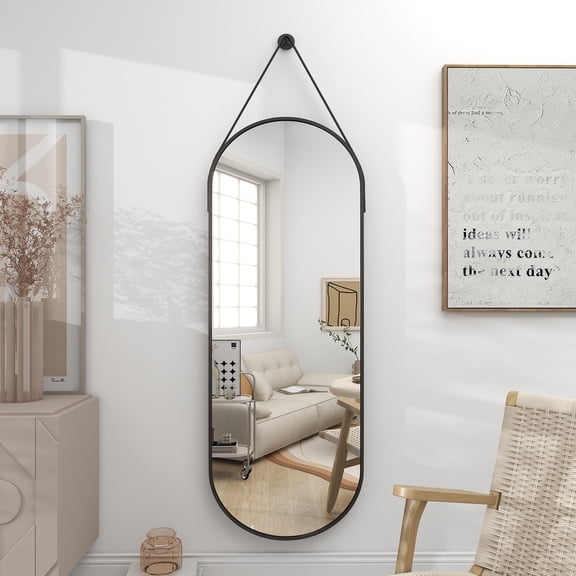 Anyrose 16" x 48" Oval Full Length Mirror Wall Decor Mirror, Black