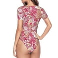 thumbnail image 3 of Uemuo Sweet Pattern Women's One Piece Short Sleeve Swimsuit Rash Guard Surfing Modest Quick-drying Swimsuit Beach Essentials-Medium, 3 of 9