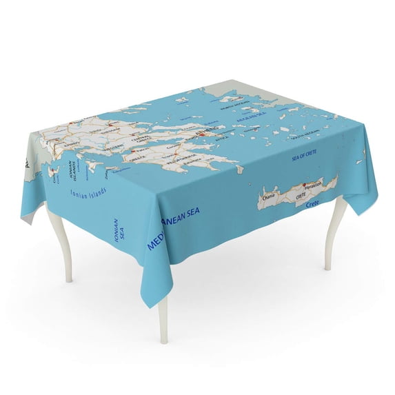 LADDKE Athens High Detailed Greece Road Map Labeling Aegean Atlas Tablecloth Table Desk Cover Home Party Decor 60x84 inch