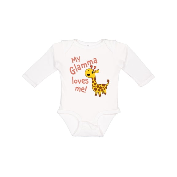 Inktastic My Glamma Loves me- cute giraffe Boys or Girls Long Sleeve Baby Bodysuit