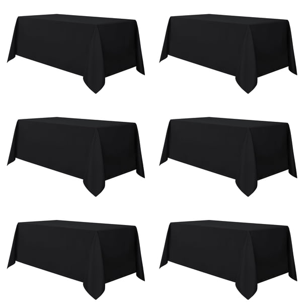 Mantel sancua de poliéster negro de 230 x 396 cm para mesa de 8 pies